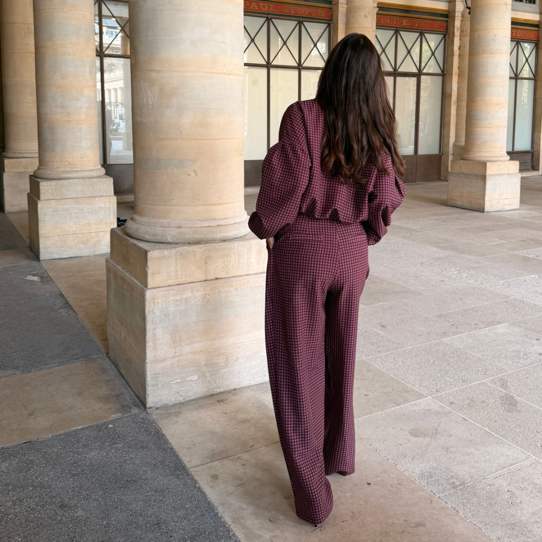 Ensemble Burgundy Check
